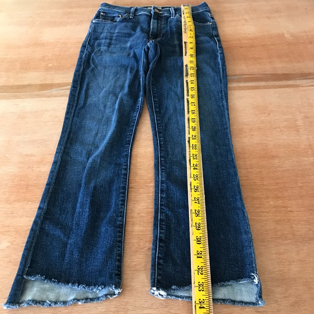 Mother The Insider Crop Step Fray Jeans Women 27 Mid Rise Dark Wash Stretch - Picture 6 of 15